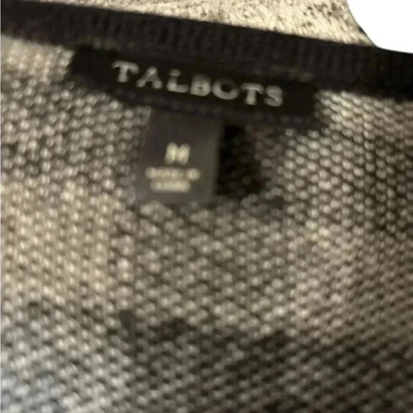 Talbots Wool Blend Black and White Buffalo Checker Cardigan Long Sweater Med - Picture 3 of 4